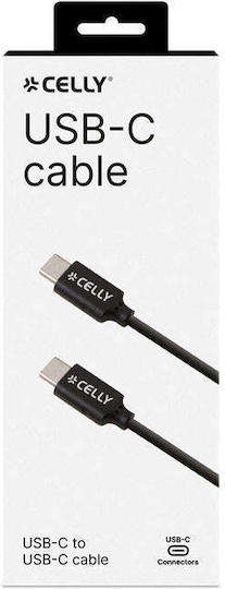 Celly USB 2.0 Cable USB-C male - USB-C 60W PD Μαύρο 1m 13011236