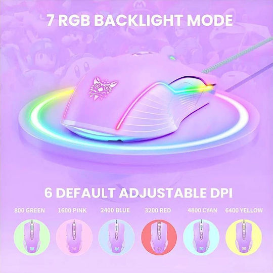 Onikuma CW905 RGB Gaming Gaming Maus 6400 DPI Lila