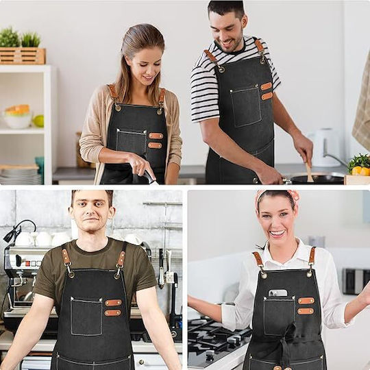 Adiavroxo (Work Aprons & Sleeves) Сервитьорски Фартук Бариста / Барман / Сервитьор Черен