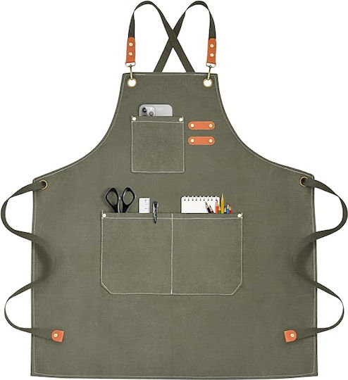 Adiavroxo (Work Aprons & Sleeves) Ποδιά Barista / Bartender / Σερβιτόρου Χακί
