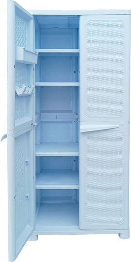 Doppelflügeliger Außenschrank aus Rattan Kunststoff mit 4 Regalen 70x44x173cm