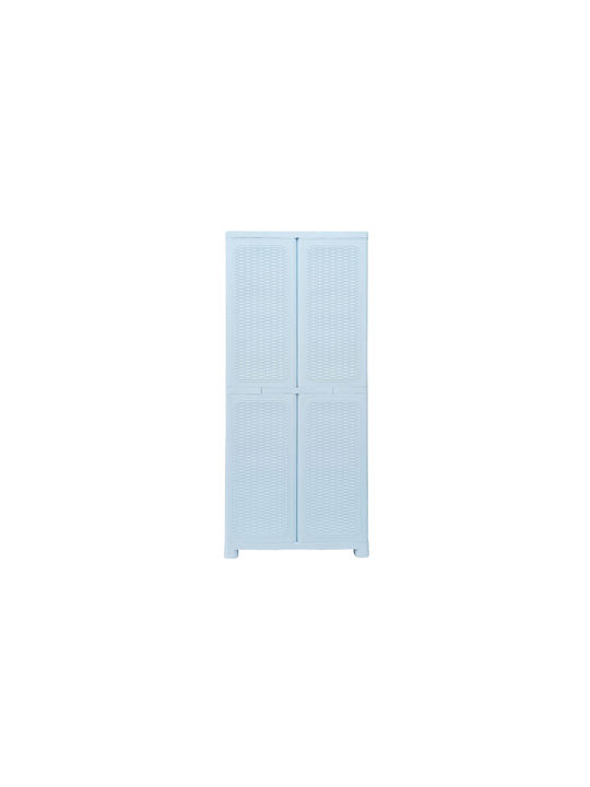 Двукрилен Гардероб Rattan Пластмасов с 4 Рафтове 70x44x173см