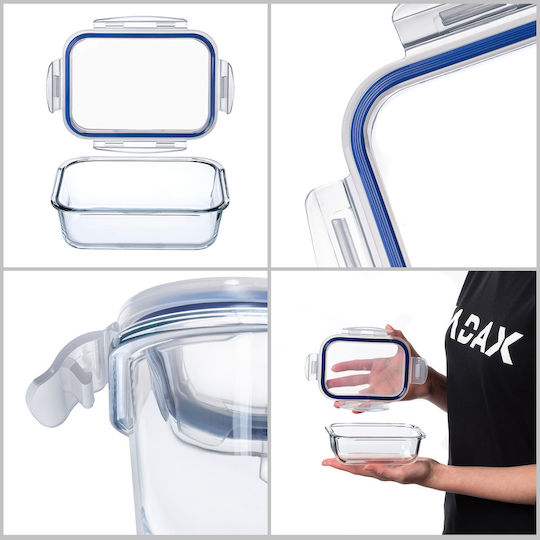 Kadax Set Glass Transparent Lunch Boxes 3 Pieces