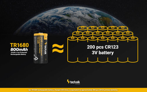 Industrial Li-ion Rechargeable Battery 16340 3.7v 800mah Technik Tr1680 Terminal Tip