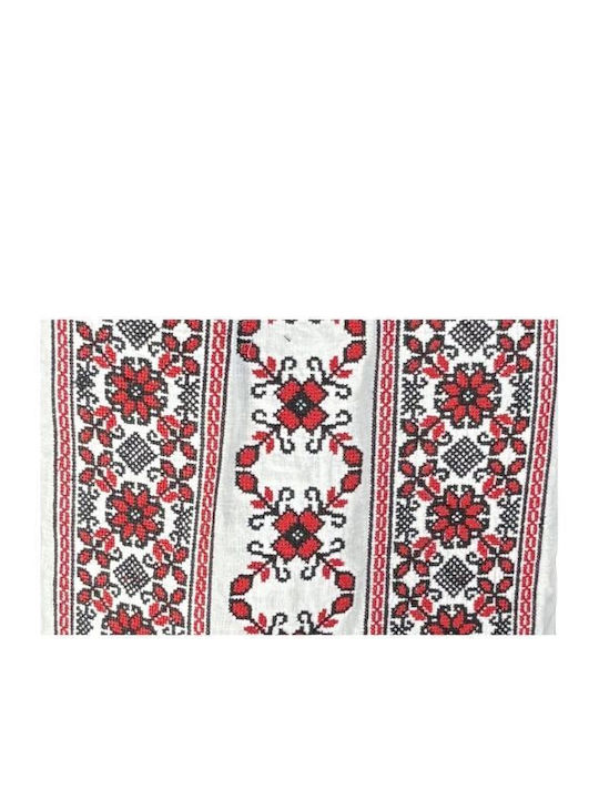 Bluză Damă Bumbac Mânecă Lungă Alb/Roșu