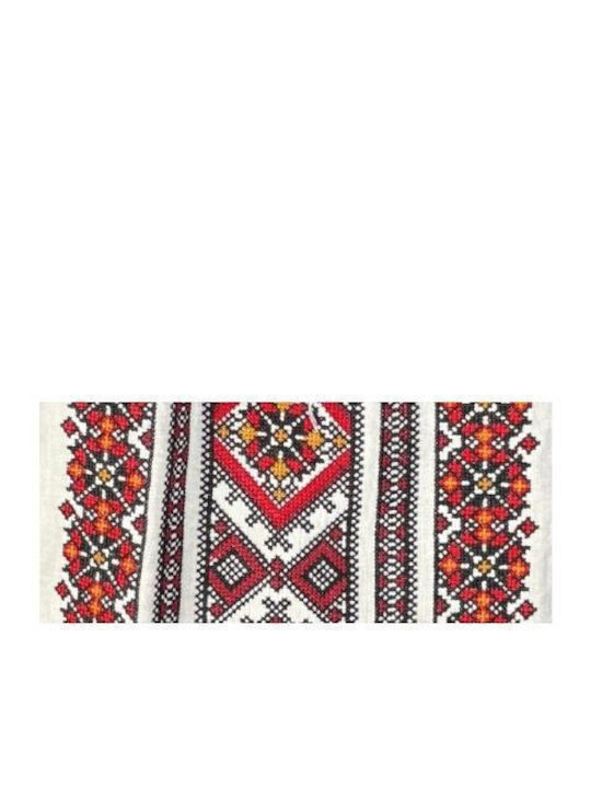 Bluza Damă Bumbac Mânecă Lungă Alb/Roșu Burgund