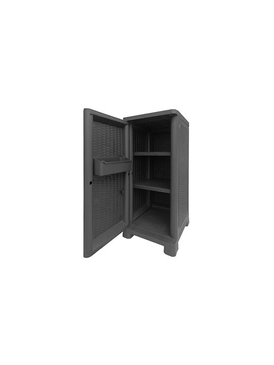 Single-leaf Plastic Outdoor Storage Cabinet with 2 Shelves Suitable for Small Spaces 35x44x91 cm