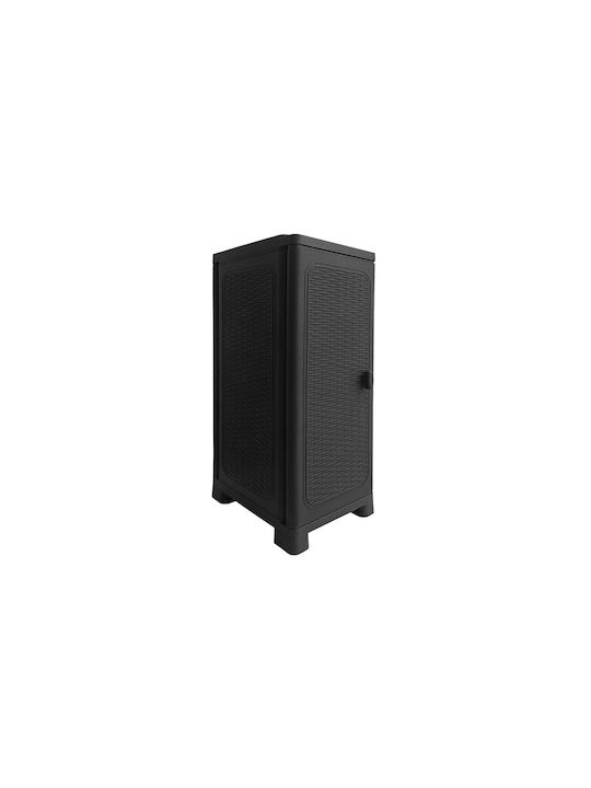 Single-leaf Plastic Outdoor Storage Cabinet with 2 Shelves Suitable for Small Spaces 35x44x91 cm