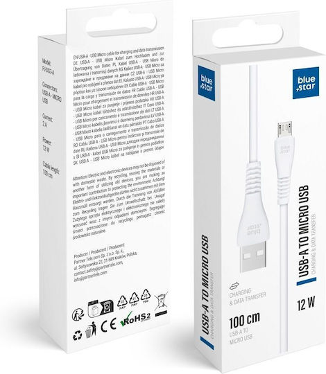 Blue Star Cablu Regular USB 2.0 la Micro USB Alb 1m 1 Bucată