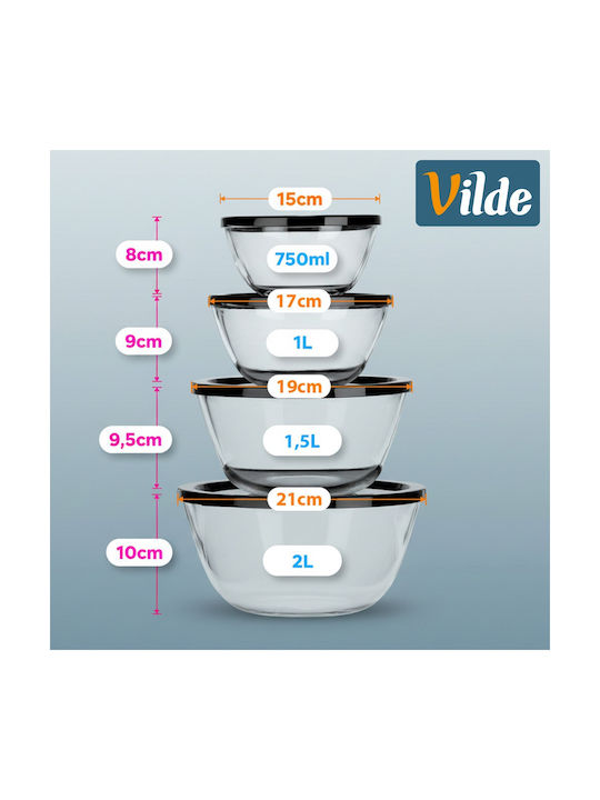 Vilde Vilde Glas Mittagsboxen Transparent 4 Stück