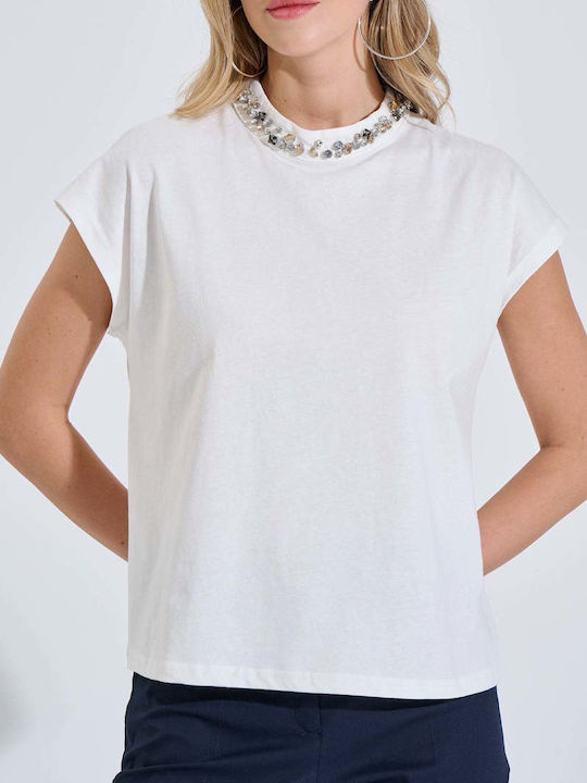 Women's Cotton Short Sleeve Top White 20-121464-0 White S/M