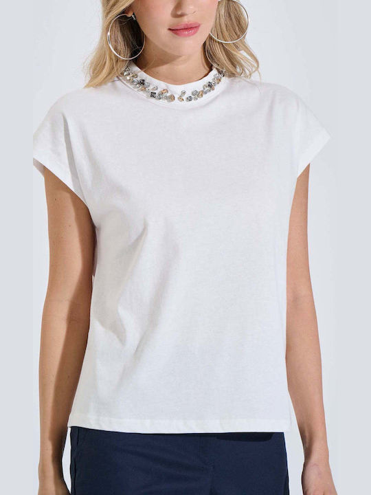 Women's Cotton Short Sleeve Top White 20-121464-0 White S/M
