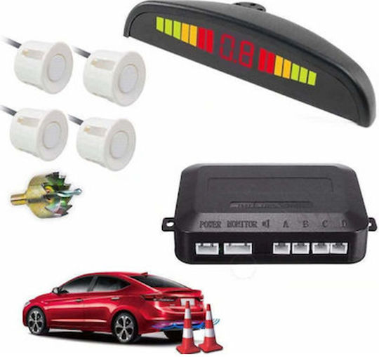 Car Parking System with Screen and 4 Sensors in White Color