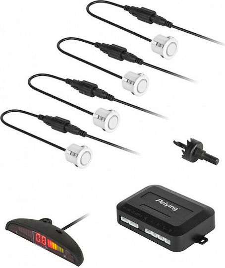Car Parking System with Screen and 4 Sensors in White Color