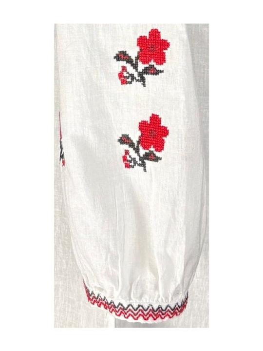 Bluza Damă Bumbac Mânecă Lungă Alb/Negru