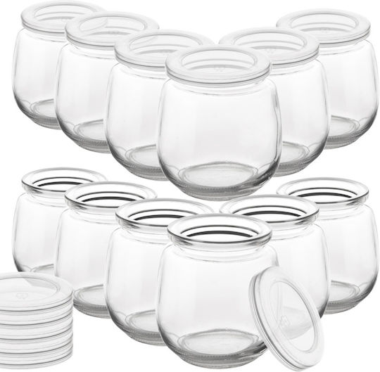 Orion Set 12Stücke Allgemeine Verwendung Glas Transparent mit Deckel 130ml 12Stücke