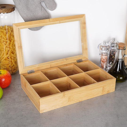 Excellent Houseware Κουτί για Τσάι με Καπάκι Ξύλινο 20x6.5x32cm