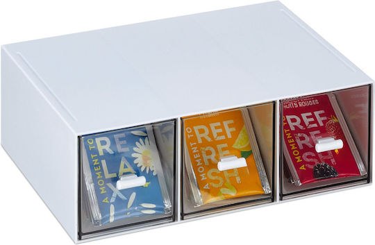 Relaxdays Tee-Box mit Kunststoffverschluss Weiß 17,5x8x23cm Relaxdays Tee-Box mit Kunststoffverschluss Weiß 17,5x8x23cm