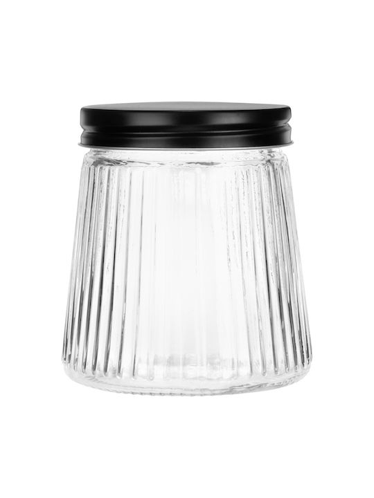 Vilde Set of 3 Jars for Coffee Pasta Cereals with Lid Glass Black 700ml