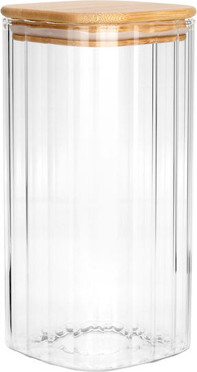Vilde Set of 3 Glass Jars for Coffee Pasta Cereals with Lid Brown 1600ml