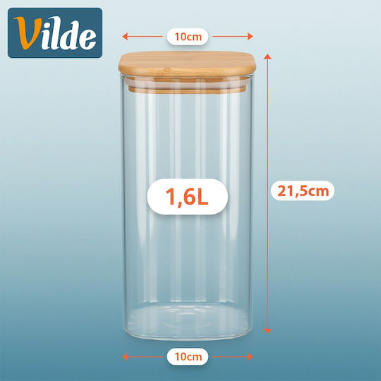 Vilde Set of 3 Glass Jars for Coffee Pasta Cereals with Lid Brown 1600ml
