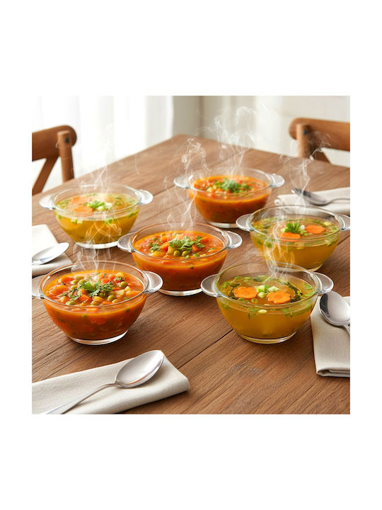 Vilde Round Glass Transparent Serving Bowl with Diameter 16.5cm 6 Pieces