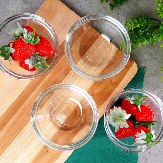 Excellent Houseware Round Glass Transparent Ice Cream Serving Bowls Diameter 10.5cm 4 Pieces