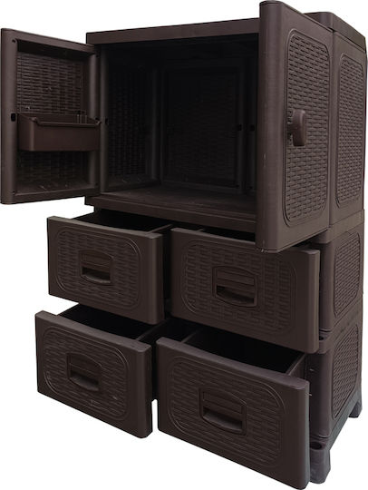 Doppelflügeliger Kunststoff-Außenschrank mit 2 Regalen 70x44x102cm