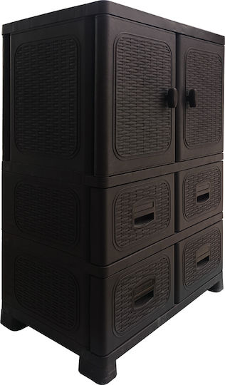 Doppelflügeliger Kunststoff-Außenschrank mit 2 Regalen 70x44x102cm