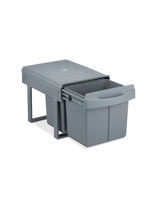 Relaxdays Coș De Gunoi Pentru Dulap Din Plastic Gri 15lt
