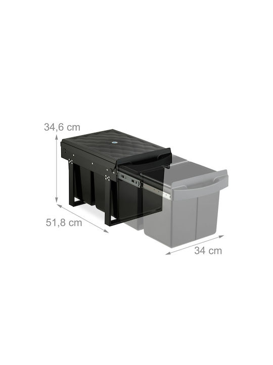 Relaxdays Coș de Gunoi Plastic Negru 15l