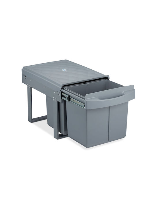 Relaxdays Coș De Gunoi Pentru Dulap Plastic Gri 15lt