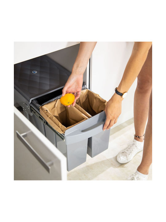 Relaxdays Coș De Gunoi Pentru Dulap Plastic Gri 15lt