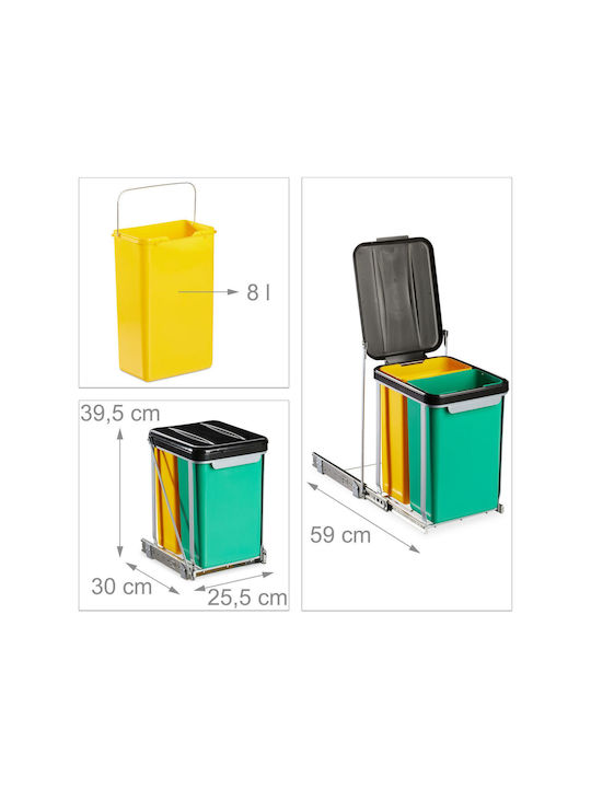 Relaxdays Coș De Gunoi Pentru Dulap Plastic Gri 8lt