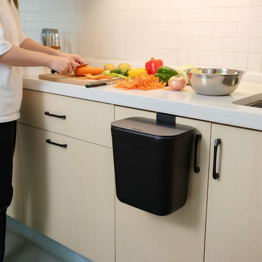 Relaxdays Coș De Gunoi Pentru Dulap Din Plastic Negru 9lt