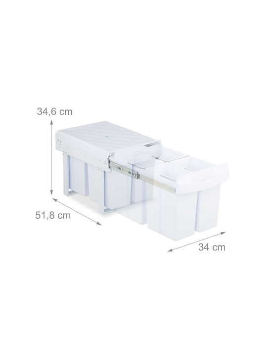 Relaxdays Coș De Gunoi Pentru Dulap Plastic Alb 15lt