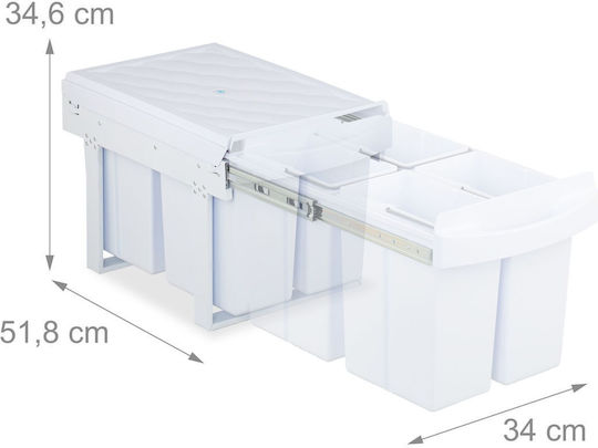 Relaxdays Waste Bin for Cabinet Plastic White 15L
