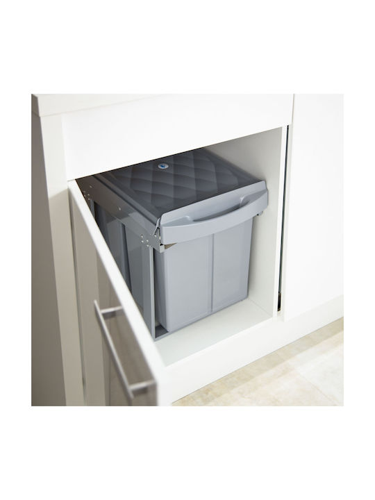 Relaxdays Coș De Gunoi Pentru Dulap Plastic Gri 20lt
