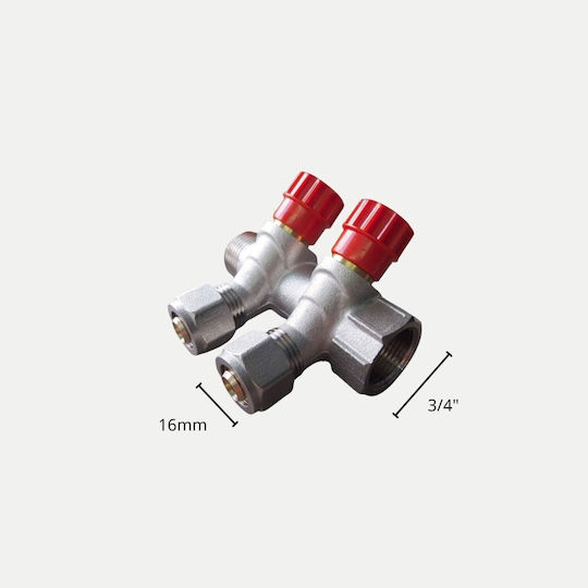 Manifold-Collector Pipe 3/4" Brass 3 Outlets Set Raccord Ø16