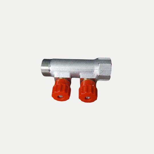 Manifold-Collector Pipe 3/4" Brass 2 Outlets Set Couplings Ø16
