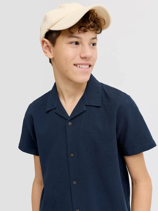 Kids Plain Short-Sleeved Navy Blue Shirt Resort