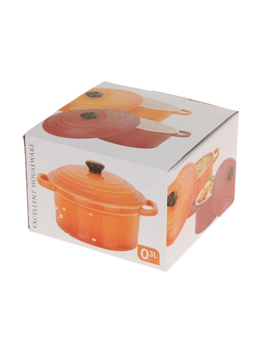 Excellent Houseware Στρογγυλό Ατομικό Πυρίμαχο Σκεύος Κεραμικό με Καπάκι 13.5x10.5x5cm