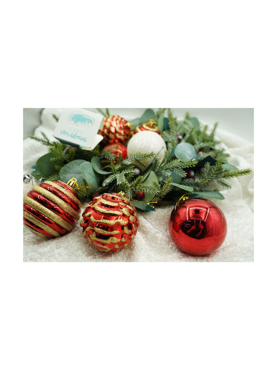 Set 24 Ornamente De Crăciun Pentru Brad Alista Home Glob Tip Alb Roșu 7 Cm Diametru Plastic Cu Sclipici Cutie 16 Cm Lungime X 36 Cm Înălțime X 16 Cm Adâncime