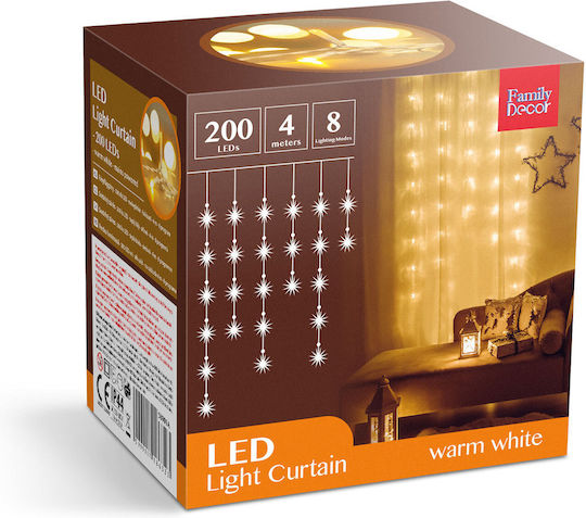 LED Weihnachtsbeleuchtung 4,2m Wärmes Weiß Vorhang Typ
