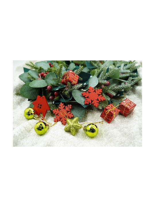 Set 24 Christmas Tree Ornaments Alista Home Globe Type Red Gold Made Polystyrene Glitter Finish Box 3 Cm Depth X 20 Cm Length X 14 Cm Height