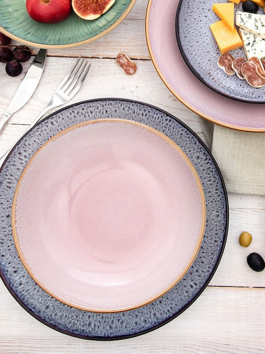 Orion Shallow Ceramic Serving Plate Purple with Diameter 27cm