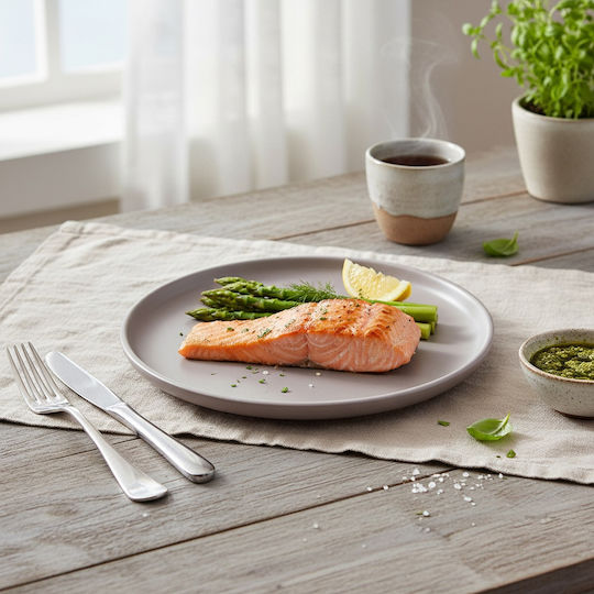 Orion Skandi Serving Plate Shallow Ceramic Gray with Diameter 26.5cm