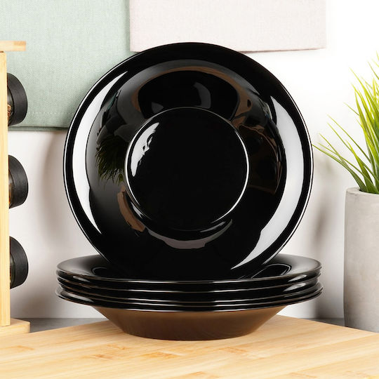 Vilde Vilde Servierplatten und Schüsseln Tiefes Glas Schwarz mit Durchmesser 21,5cm 6 Stück