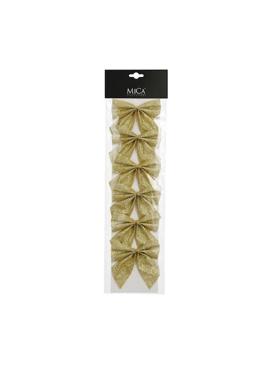 Decorative Gold Bow 10x12cm 6 Pcs Mica Golden