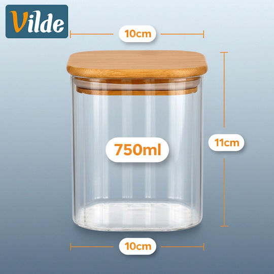 Vilde Set 3 Bucăți Vaze Pentru Cafea / Paste / Cereale Cu Capac Sticlă Maro 1600ml 3 Bucăți
